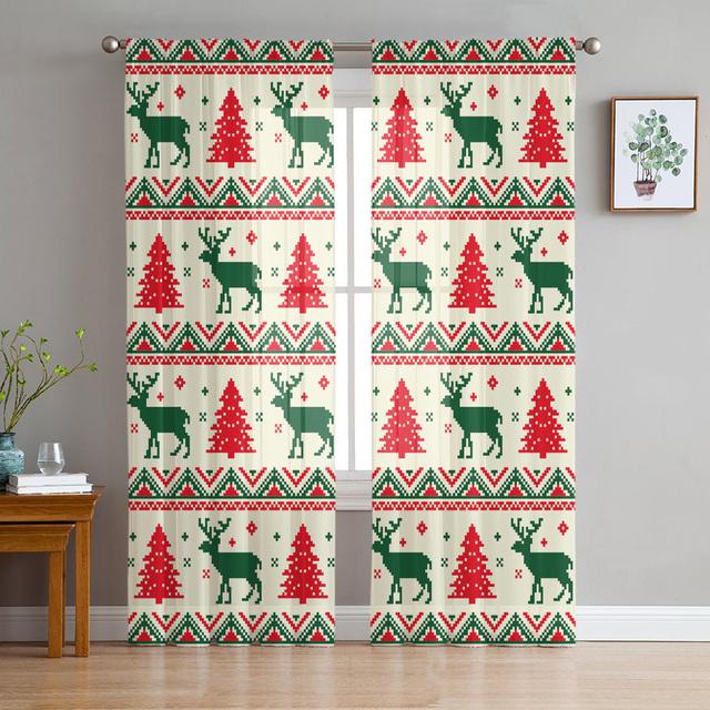 Рождественские шторы из тюля «Белый снег в мире» для украшения гостиной, современные шифоновые прозрачные вуали, рождественские шторы