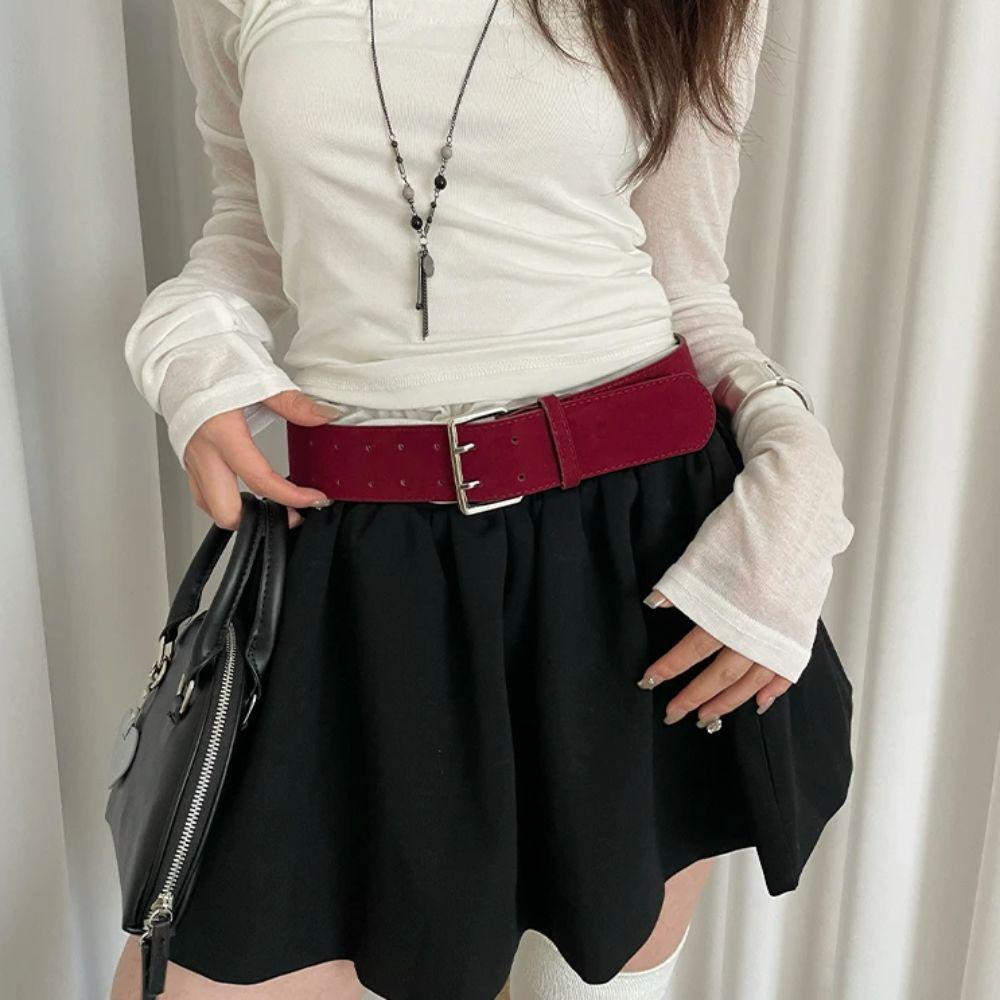Double-Breasted Women's Belt Suede Dress Jeans Belt Simple Wide Waist Belt Ladies