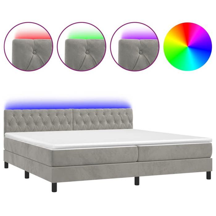 Maison Exclusive - Sommier à lattes de lit avec matelas LED Gris clair 200x200 cm