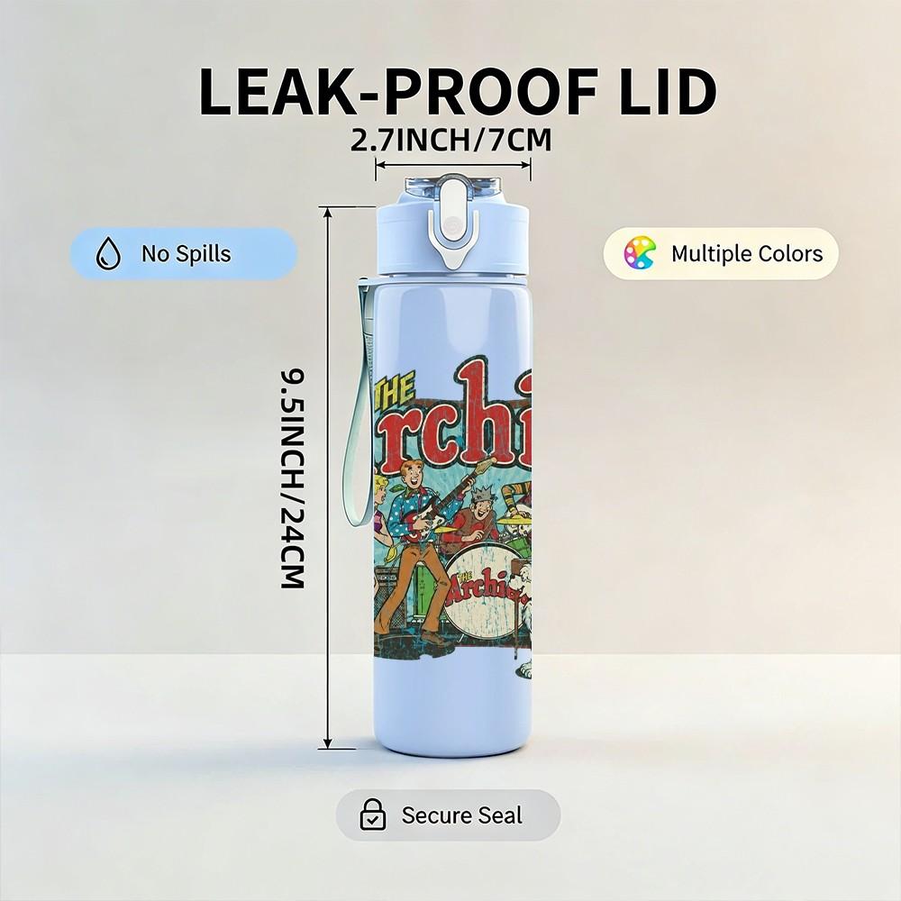 1PC Archie Comic Character 750ml sports water bottle leakproof straw lid outdoor office home