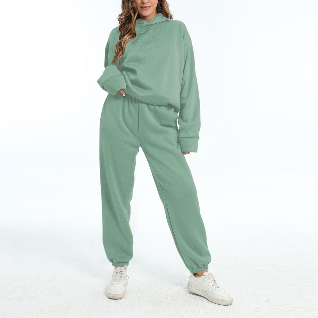 Женские комплекты из двух предметов, толстовки с длинными рукавами, пуловер, толстовка, спортивные штаны, повседневный спортивный костюм для тренировок