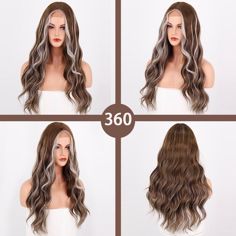 MERISIHAIR Объемные волны, кружевные передние парики для женщин, коричневые и белые цветные синтетические волосы, бесклеевые кружевные парики с натуральной линией волос