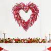 Holiday Wreath Heart Shape Indoor Outdoor Decorative Wreath with Festive Flowers Greenery Home Party Office
