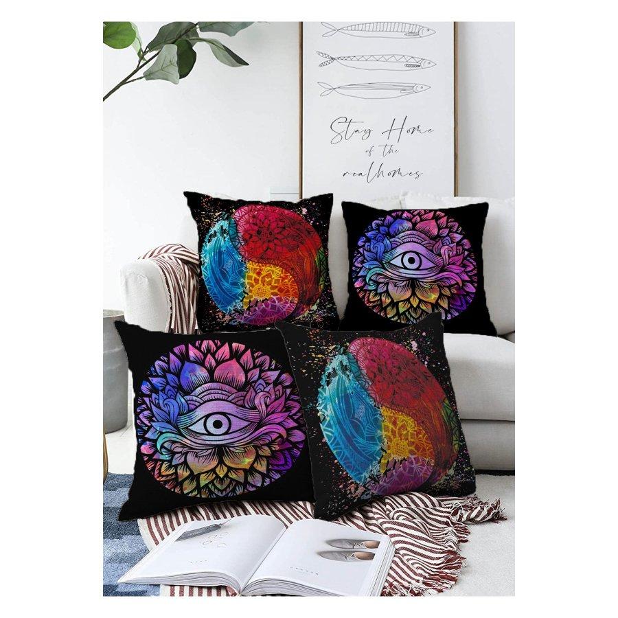 Набор из 4 двухсторонних чехлов для подушек с цифровой печатью