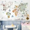1pc Animal Map Wall Sticker, Home Decoration Wall Sticker, Cute Room Decoration Supplies