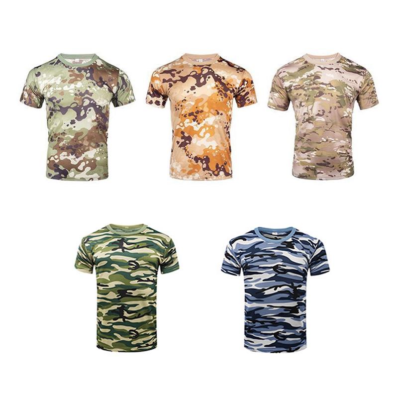 Camouflage T-shirt Camouflage Fishing Clothing Outdoor Sports T-shirts Breathable Comfortable Polyester Fiber Short Sleeve