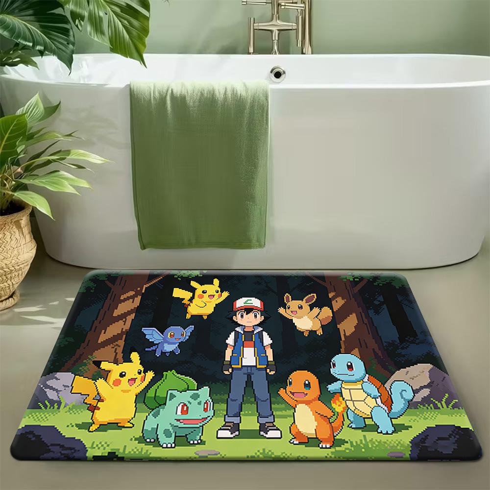 Pokemon Squirtle Graffiti Print Non-Slip Doormat for Home Decor