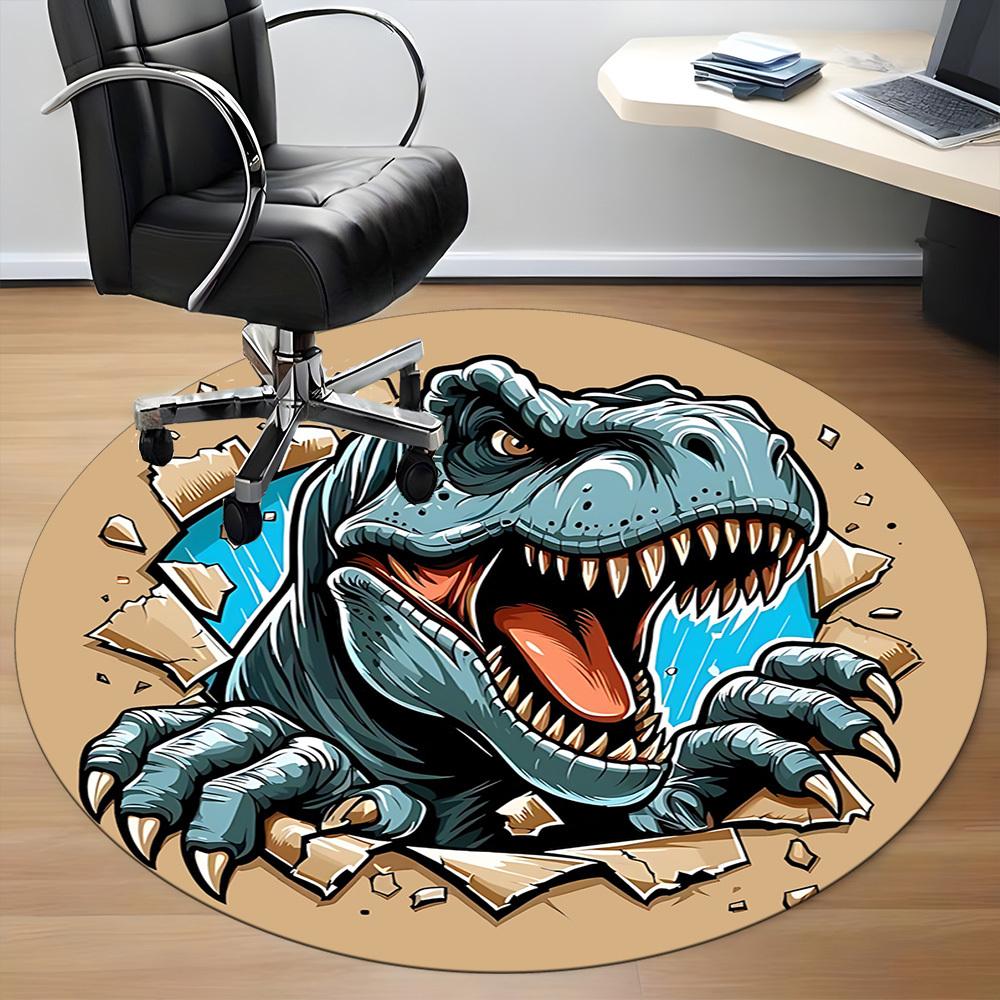 1pc Dino Breakthrough Office Round Area Rug, Under Office Chairs Bedroom Living Room Home Decor, Room Deco, Available in Various Sizes 041