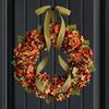 Искусственный осенний венок для входной двери, деревенский цветочный венок из гортензии с бантом