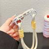 Розовое письмо Цветок персика Для iphone 17 16 15 14 12 Чехол для телефона Четырехугольная защита от падения Портативная подвесная веревка