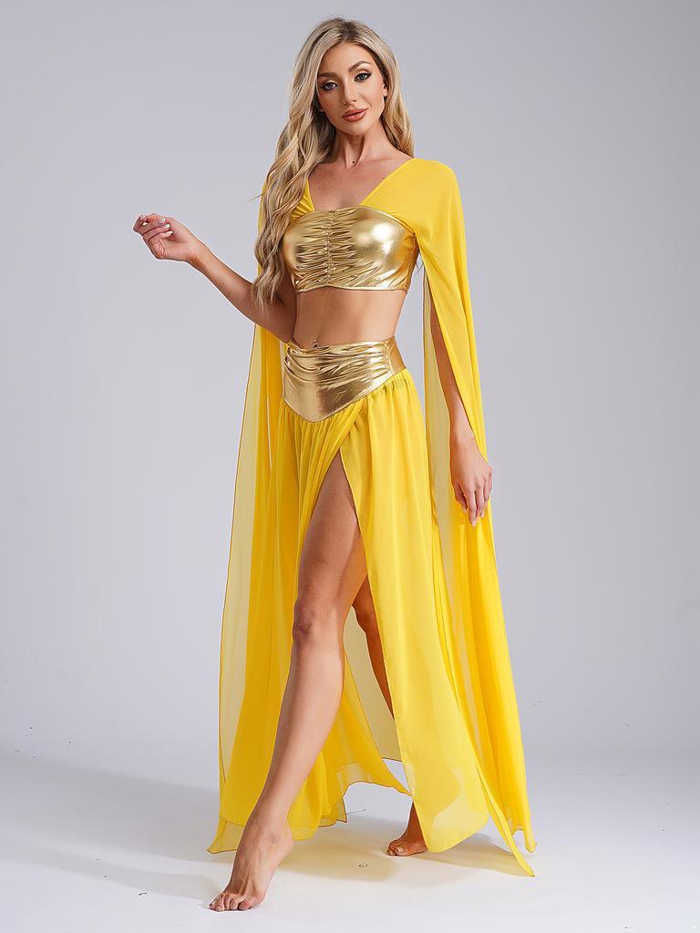 Женский египетский костюм из двух частей, костюм королевы принцессы на Хэллоуин, карнавальные костюмы, шифоновые наряды для танцевальных представлений