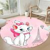 Pink Polka Dot Kitty Round Floor Mat Design for Outdoor Study room Hallway Bedrooms Anti-slip Round Rug Anime Office Decor Spiritual Gift