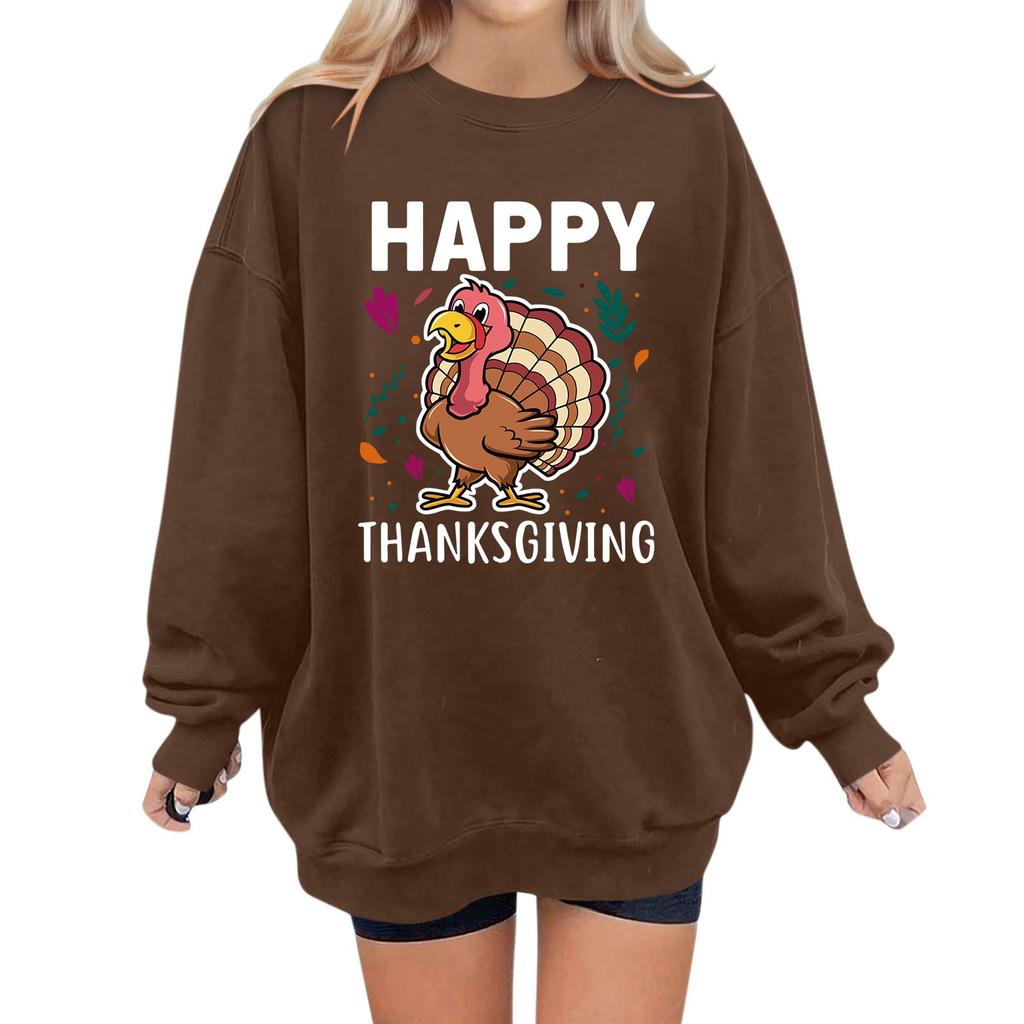 Women's Fashion Casual Long Sleeve Thanksgiving Printed Sweatshirt Top
