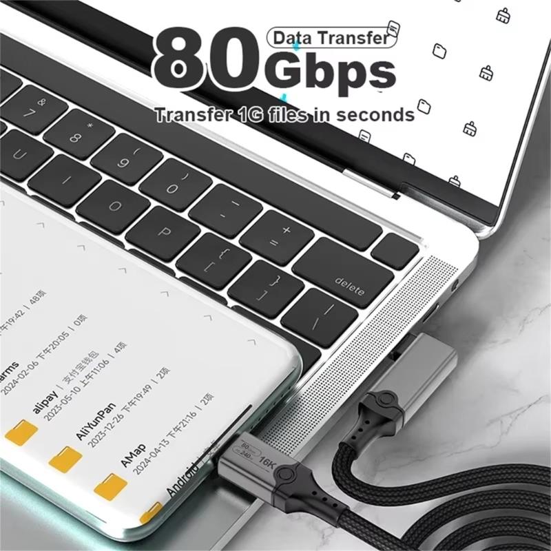 USB5 USB C на USB C Кабель 80 Гбит/с 16K@30Hz 240 Вт Быстрая Зарядка USB C Дата-кабель Видеокабель для Смартфона Ноутбуков