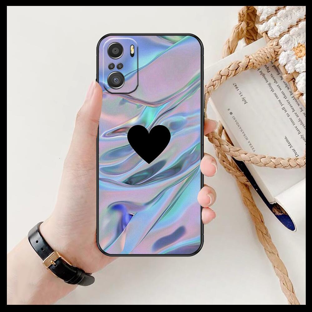 Мягкий черный чехол для телефона с сердечком для Xiaomi Redmi Note 10S 10 9T 9S 9 8T 8 7S 7 6 5A 5 Pro Max