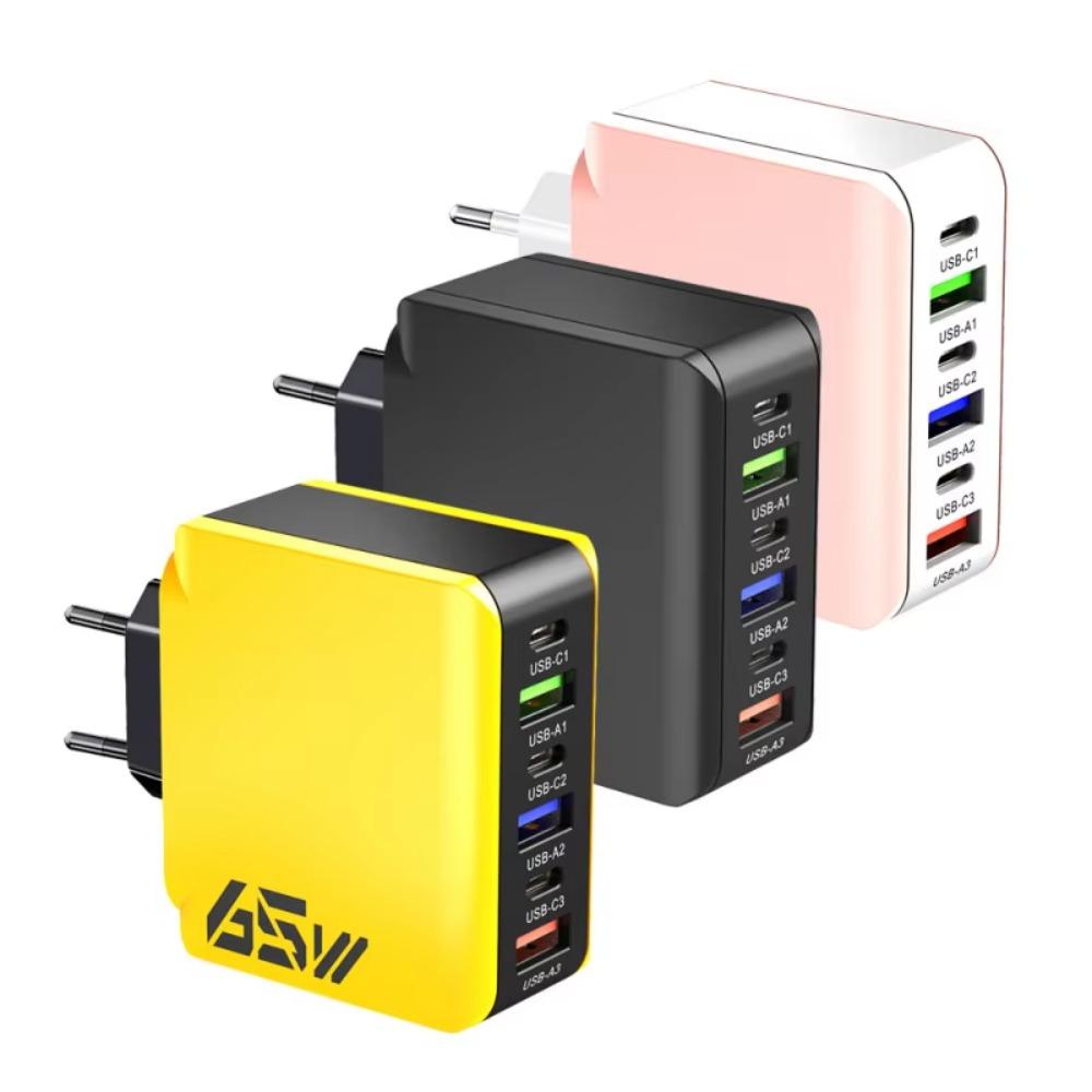 EU/US/UK Phone Charger Adapter USB A+C Multi Ports Charger for iPhone/Xiaomi/Samsung
