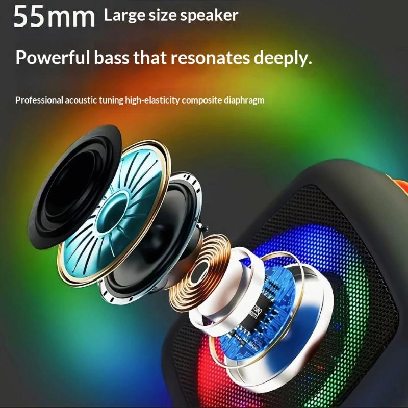 Мини-портативная Bluetooth-колонка с держателем для телефона, RGB-подсветкой, супербасом и 10 часами воспроизведения для путешествий