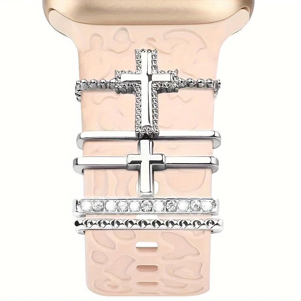 5 шт. Кольца-петли для ремешка часов со стразами, Гвоздики-шипы, Милые металлические подвески-украшения для ремешка часов, Совместимые с ремешками часов серии IWatch