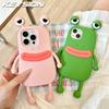 KEYSION Милый 3D Мультяшный Лягушки Пара Чехол для Телефона для iPhone 13 14 15 16 17 Pro Max Мягкий Силикон Прочный Ударопрочный Задний Чехол