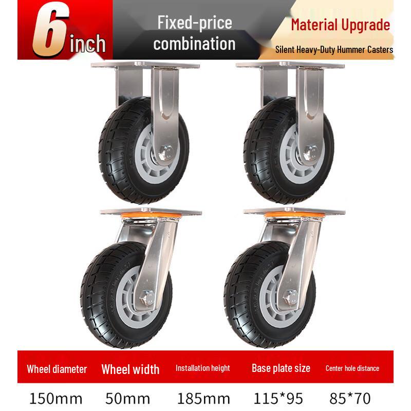 Luogang 6-inch Heavy-Duty Fixed Rubber Caster Wheel