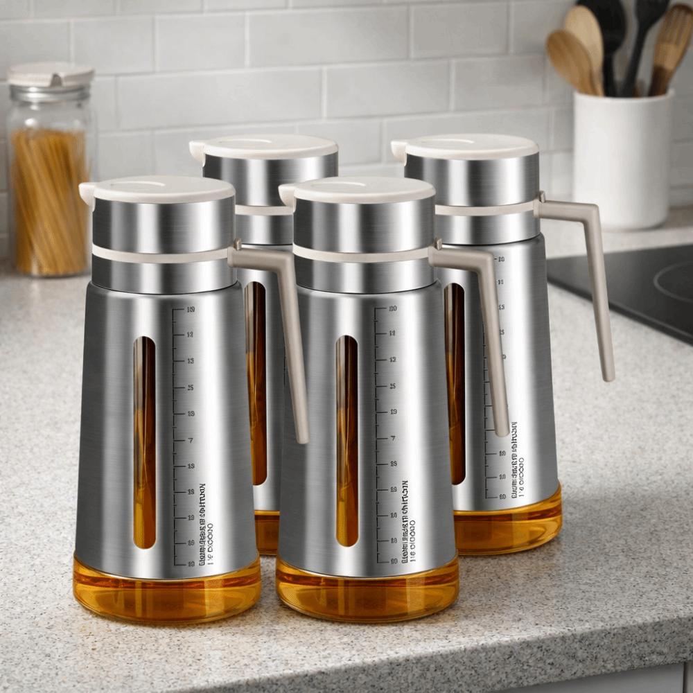 Stainless Steel Gravity Seasoning Bottle Sauce Seasoning Container Kitchen