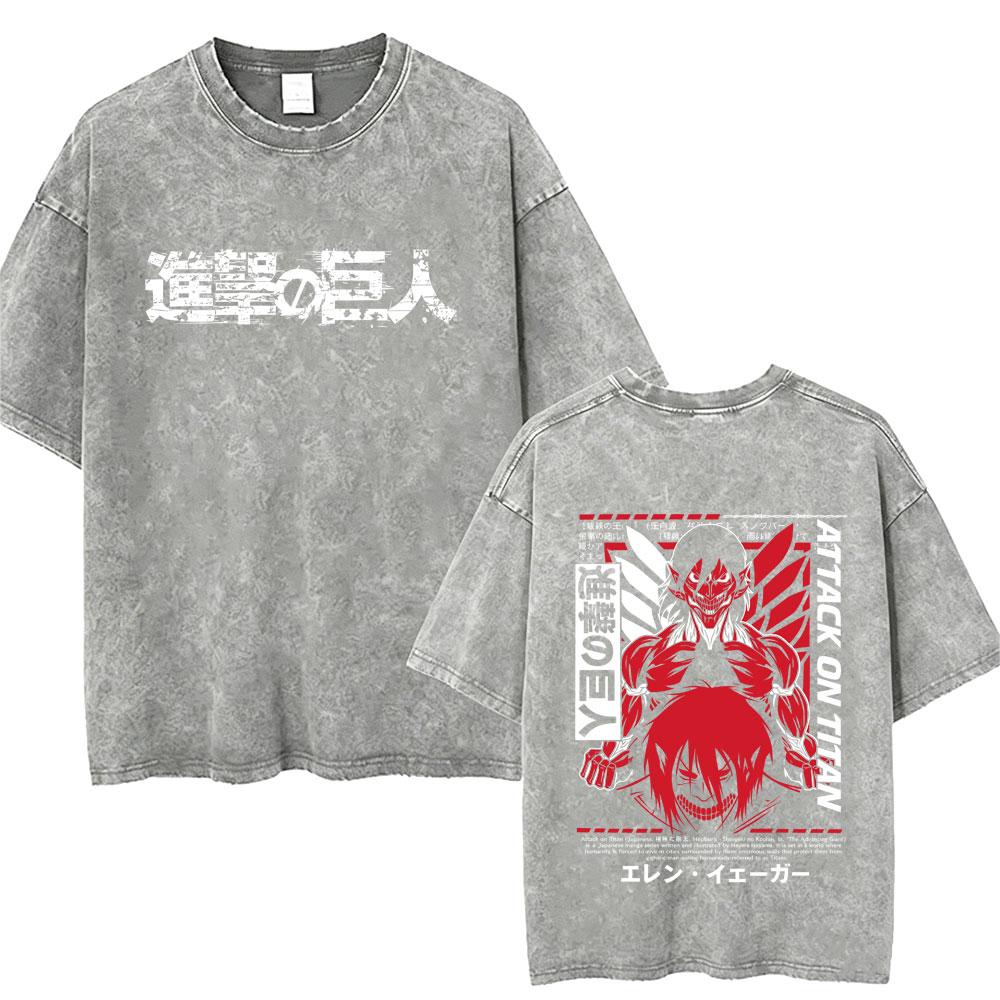 Washed Vintage Anime Attack on Titan Annie Leonhart Merch Tshirt Men Women Clothing Manga Harajuku Oversized T Shirt Streetwear