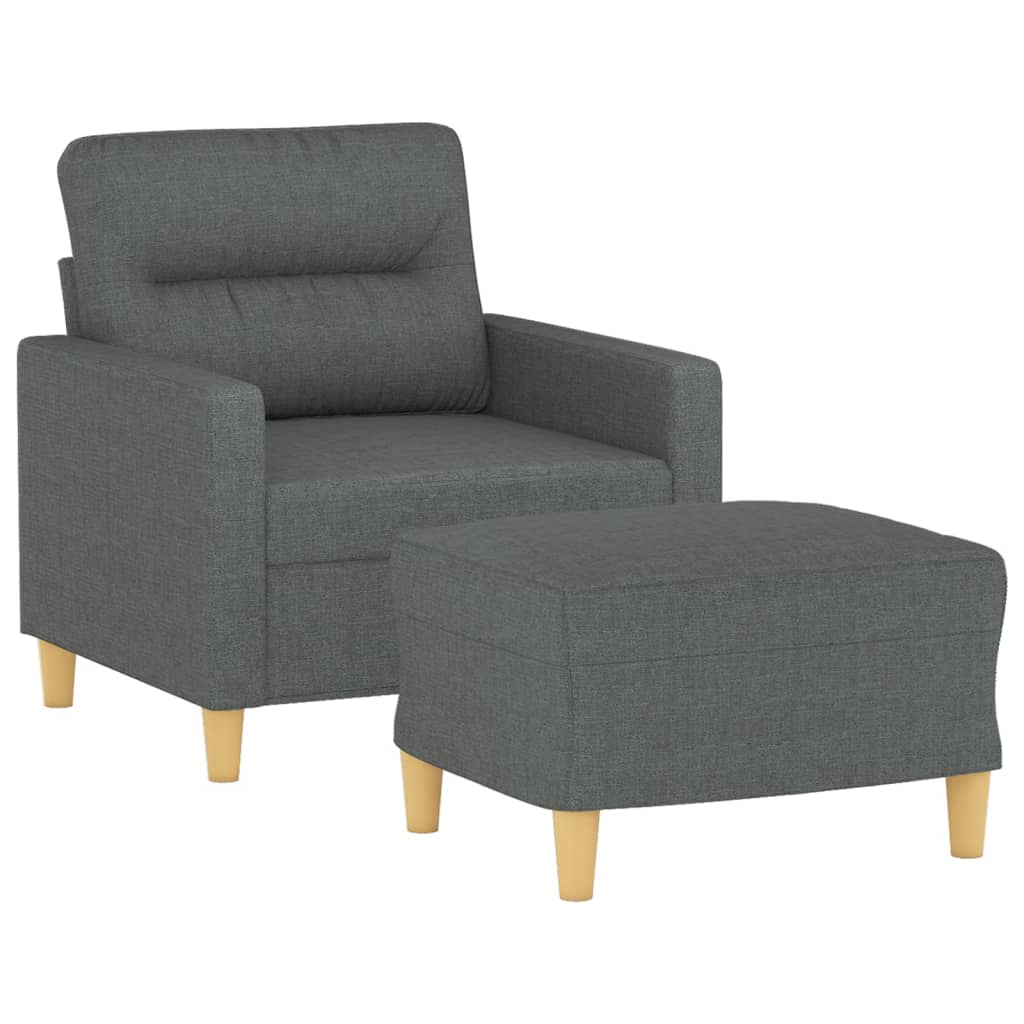 Vidaxl Fotel Z Podnóżkiem, Ciemnoszary, 60 Cm, Obity Tkaniną