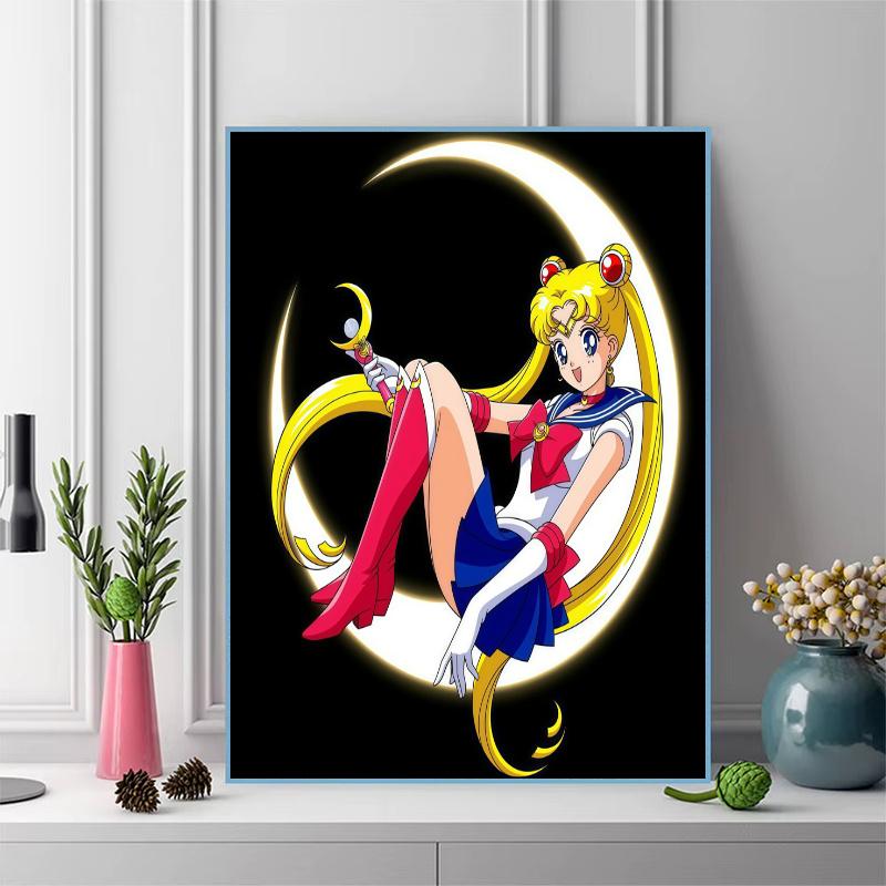 Sailor Moon3 100% Round Full Drill 5D DIY Diamond Painting Embroidery Cross Stitch Rhinestone Décor