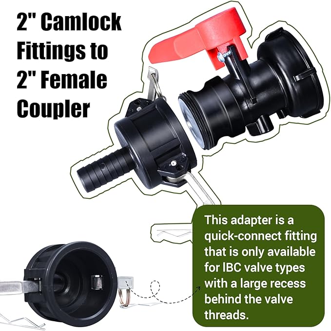 S60*6 Адаптер для IBC-контейнера, материал PP, фитинг Camlock, тип C, 64 мм внутренняя муфта Camlock X 1" 1.5'' 2" штуцер для шланга