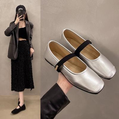 Французские ретро серебряные туфли Мэри Джейн с квадратным носком, новая весенне-осенняя мягкая подошва, нежные бабушкины одинарные туфли