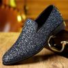 Модные популярные мужские рабочие и повседневные туфли больших размеров, корейская версия, модные фирменные слова, блестки, деловые и повседневные кожаные туфли