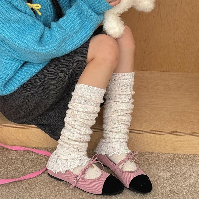 Женские милые милые Y2k теплые зимние и осенние цветные гетры в горошек, чехлы для лодыжек