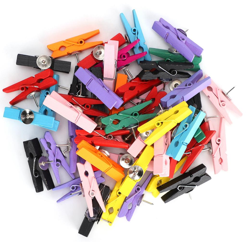 100 шт. Зажимы-кнопки, маленькие мини-цветные фото-зажимы, деревянные зажимы для поделок