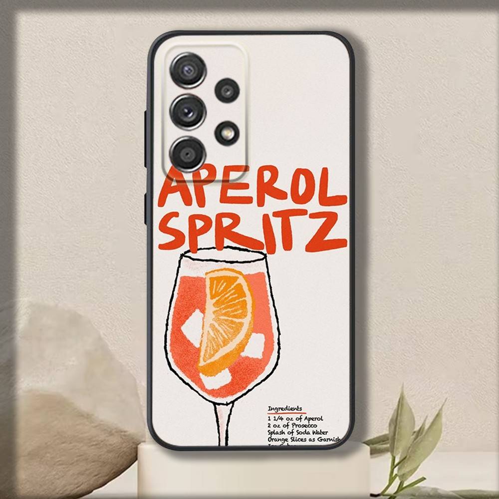 Арт чехол Aperol Spritz для Samsung S 25,24,23,22,30,21,10,9,Ultra,Plus,Lite,FE,4,5 G Мягкий черный чехол
