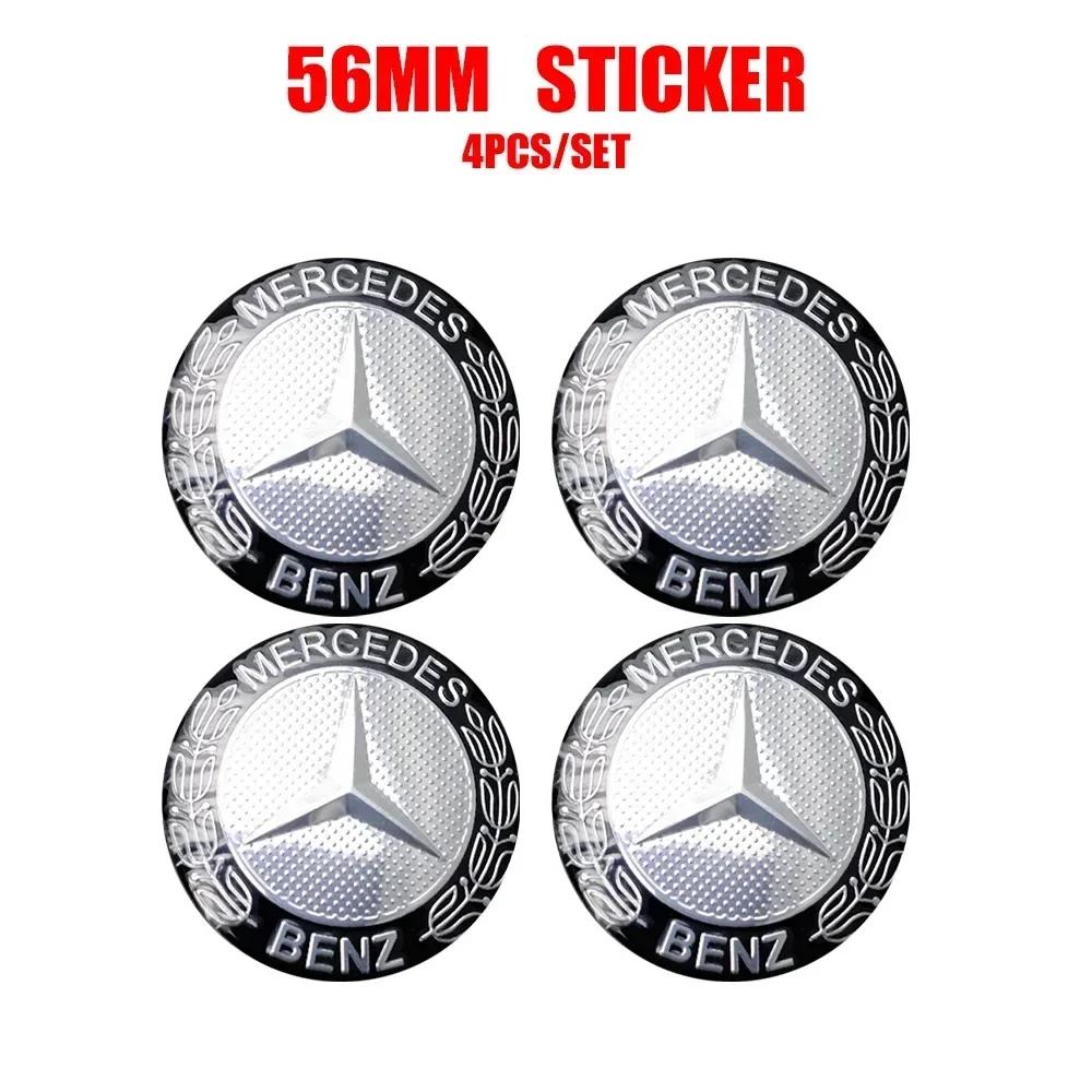 4pcs 56/60/65MM Car Wheel Center Hub Caps Sticker Decor For Mercedes Benz AMG A B C D M S R G Class GLA GLB W124 W176 W204 W212 CQ1 F59