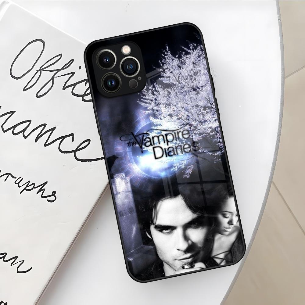 Чехол для телефона Дневники вампира для Iphone 16 15 14 12 11 13 Pro Max Mini X Xr Xs Se 8 Puls стекло