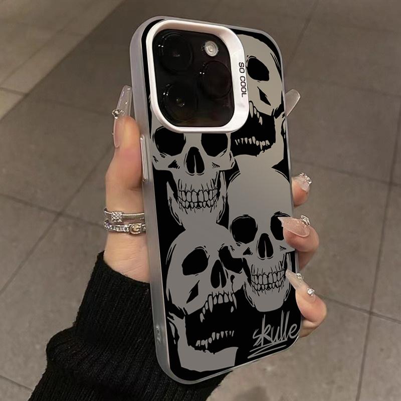 Gothic Skull Graffiti Pattern Design Protective Cover for iPhone 17 16 15 14 13 12 11 16E Series Pro Max Plus
