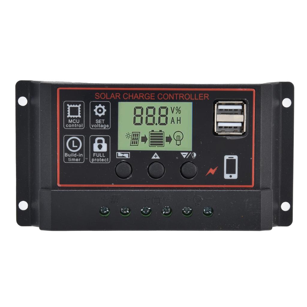 Умный контроллер заряда Двойной USB Солнечная панель Аккумулятор PWM Оборудование для контроля заряда 12 24В20А