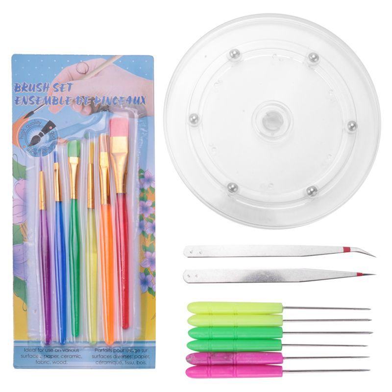 ABBY-15 Pcs Cookie Decorating Kit Supplies,Cookie Turntable,Cookie Brushes,Scriber Needles For Kitchen Baking Tools