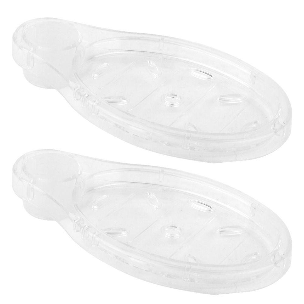 2 Pack Oval Shape Soap Holder Plastic Soap Storage Tray Easy Install Soap Rack Shower Rail