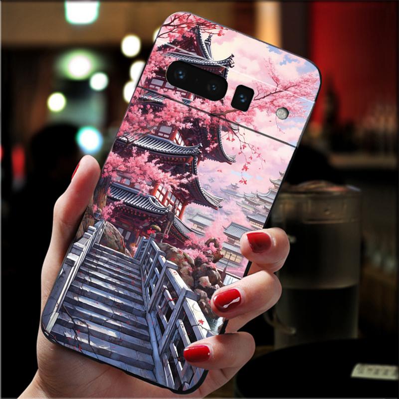 Phone Case For Google Pixel 10 Pro 9 Pro XL 9A 8 7 6 Pro Pixel 8A 7A 6A Pixel 8 7 6 5 Japan Sceneary Cherry Flower Mountain