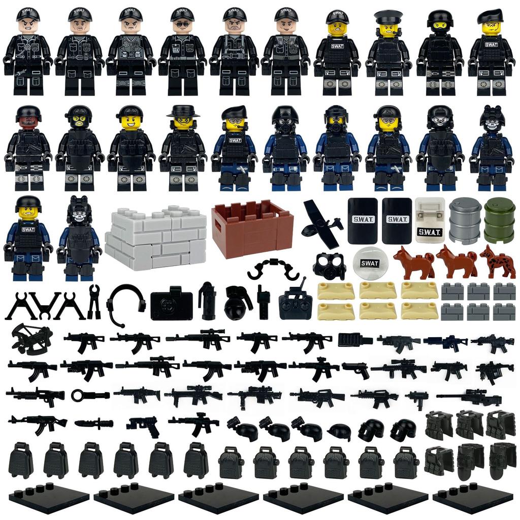 24 шт. Moc Специальная Сила Тактика Штурм Полиция Cod Swat Фигурка С Оружием Строительные Блоки Конструктор