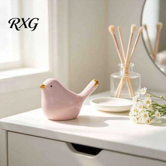 Modern Ceramic Bird Figurines Birds Figurine, Matte Glaze Statue, Animals Ornaments, Mini Elegant Tabletop Animal Sculptures Home Decoration