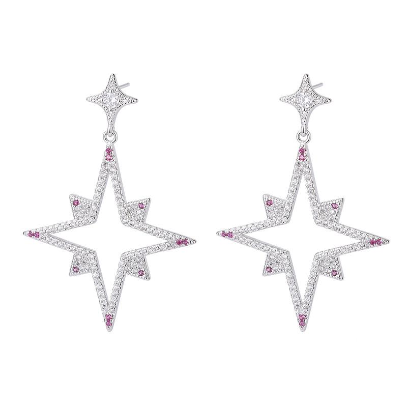 Ювелирные изделия Серьги-иглы из серебра 925 пробы, серьги с преувеличенной индивидуальностью, длинные серьги с цыганским цирконием