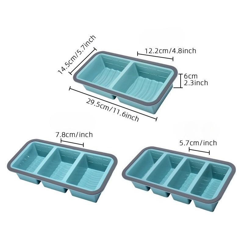 Food Freezer Tray -Large Ice Cube Freezer Molds - Soup, Sauce, Leftovers, Homemade Meal Prep Freezing Kitchen Storage Containers