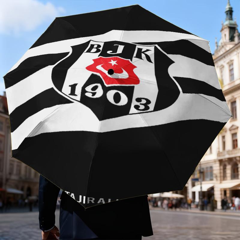 Зонт Besiktas Crest Legacy 1903 Складной зонт, автоматический зонт 8 спиц для путешествий, кемпинга Подарок на Хэллоуин Рождество