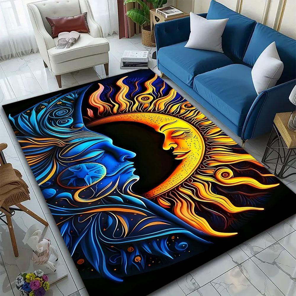 Sun and Moon Yin Yang Design Carpet Patterned carpet, suitable as a non slip play mat for the living room and bedroom sofa