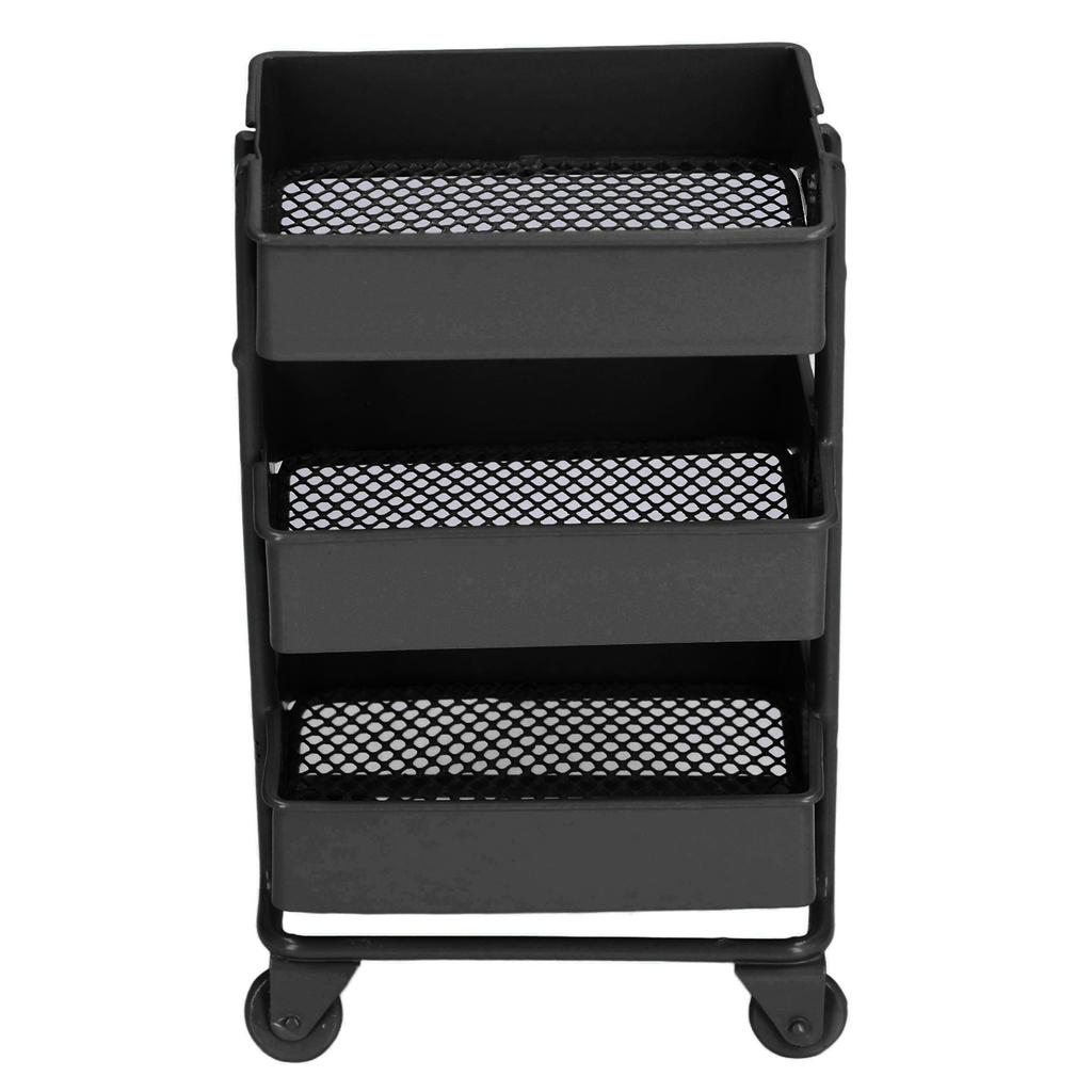 Dollhouse 3 Tier Storage Rack Simulation Movable 1:12 Dollhouse Trolley Rack with WheelsBlack