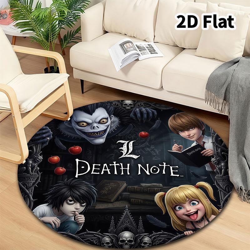 Death Note Round Area Rug Carpet Rug For Living Room Bedroom Sofa Playroom Decor Nonslip Floor Mat