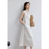 Summer "Su Mei Yan Xing" Modern Minimalist Style Jiangnan Fabric Sense Plain Color Sleeveless Ribbon Dress